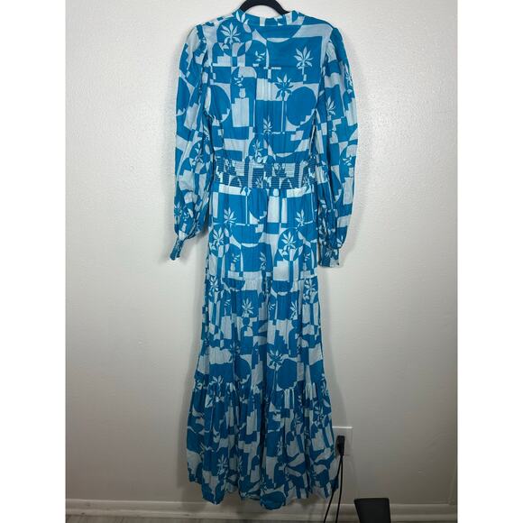 Rebecca Vallance Ibiza Printed Maxi Dress Blue Sz 6 Resort Tropical - Picture 11 of 11